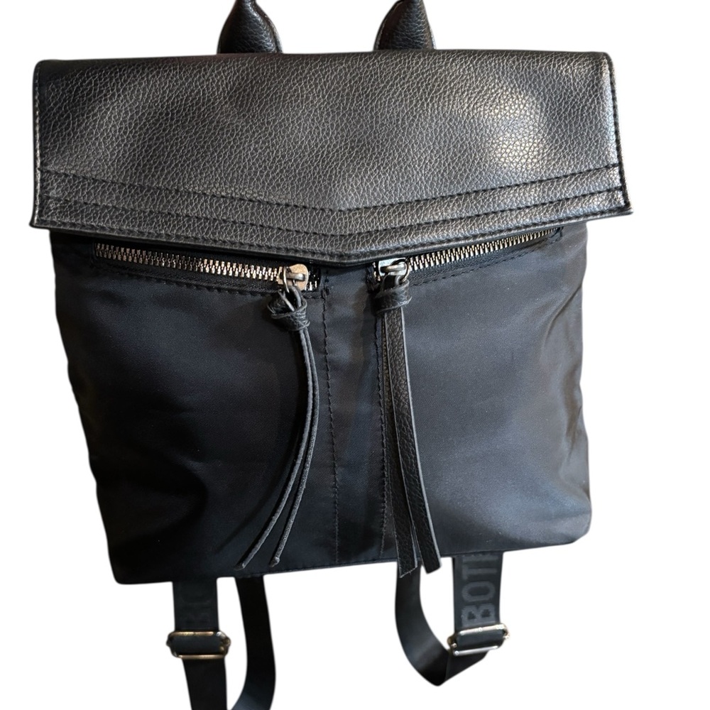 Botkier Black Leather Backpack Fold-Over Design